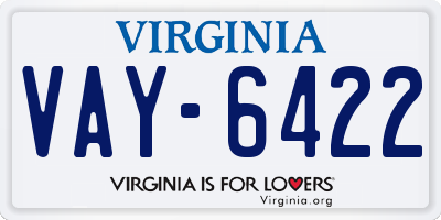 VA license plate VAY6422