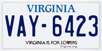 VA license plate VAY6423