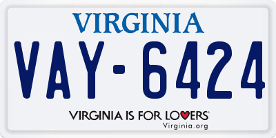 VA license plate VAY6424