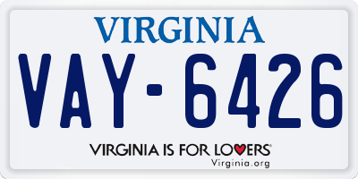 VA license plate VAY6426