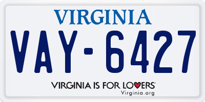 VA license plate VAY6427