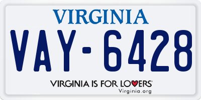 VA license plate VAY6428