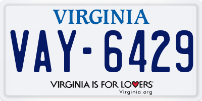 VA license plate VAY6429