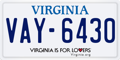 VA license plate VAY6430