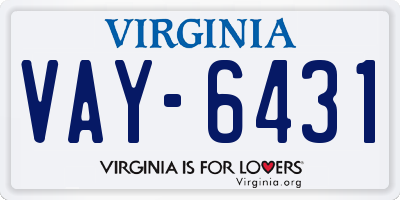 VA license plate VAY6431
