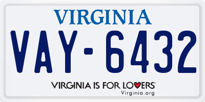 VA license plate VAY6432