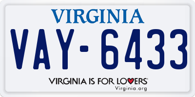 VA license plate VAY6433