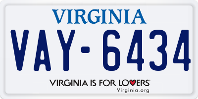 VA license plate VAY6434