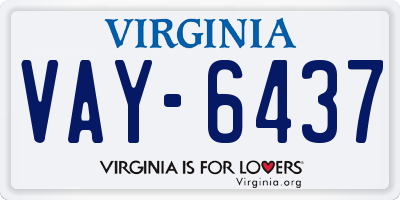 VA license plate VAY6437