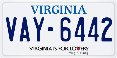 VA license plate VAY6442