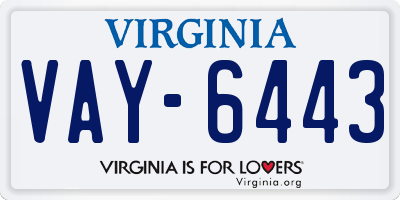VA license plate VAY6443