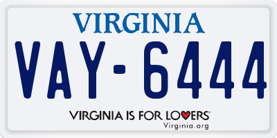 VA license plate VAY6444