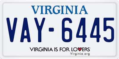 VA license plate VAY6445