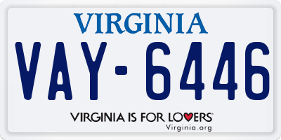 VA license plate VAY6446