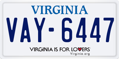 VA license plate VAY6447