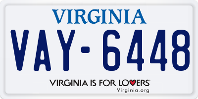 VA license plate VAY6448