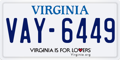 VA license plate VAY6449