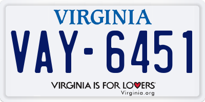 VA license plate VAY6451