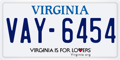 VA license plate VAY6454