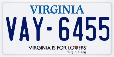 VA license plate VAY6455