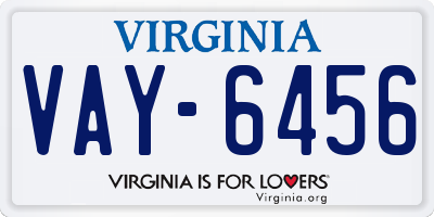 VA license plate VAY6456