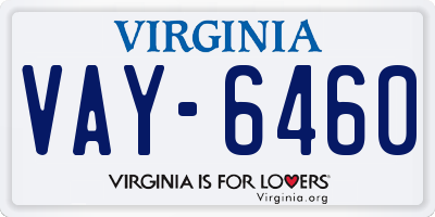 VA license plate VAY6460