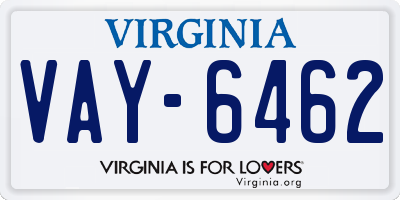 VA license plate VAY6462