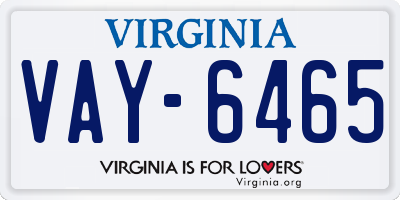 VA license plate VAY6465