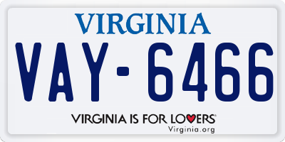 VA license plate VAY6466