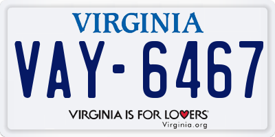 VA license plate VAY6467