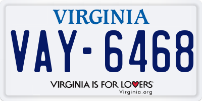 VA license plate VAY6468