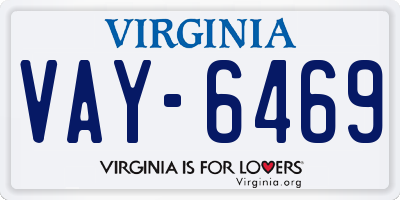 VA license plate VAY6469