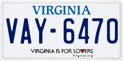 VA license plate VAY6470