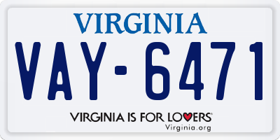 VA license plate VAY6471