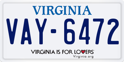 VA license plate VAY6472
