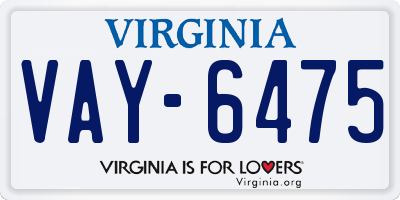 VA license plate VAY6475