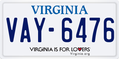 VA license plate VAY6476