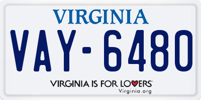 VA license plate VAY6480