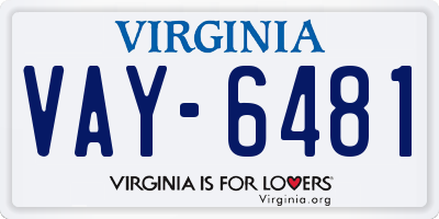 VA license plate VAY6481