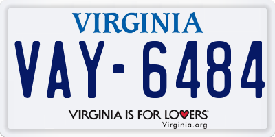 VA license plate VAY6484