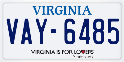VA license plate VAY6485