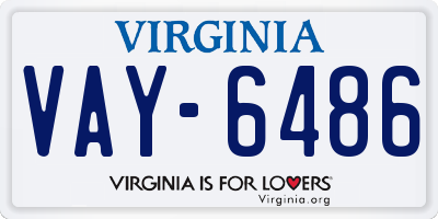 VA license plate VAY6486