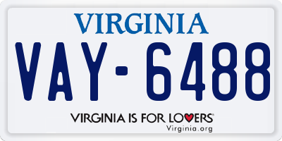 VA license plate VAY6488
