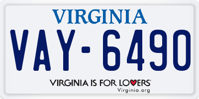 VA license plate VAY6490