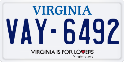 VA license plate VAY6492