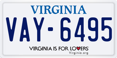 VA license plate VAY6495