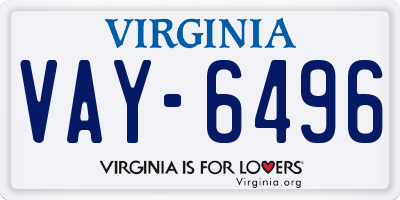 VA license plate VAY6496