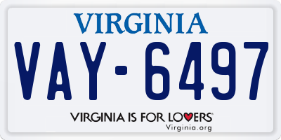 VA license plate VAY6497