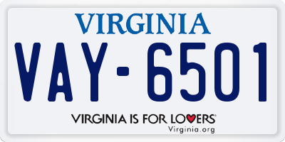 VA license plate VAY6501