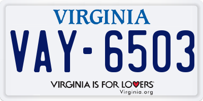 VA license plate VAY6503